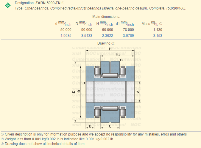 Rolamento combinado TN em dois sentidos do parafuso da bola de rolamento da agulha de ZARN 5090 para a máquina do CNC 0