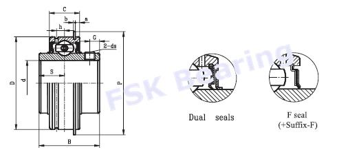 Rolamento da inserção do tamanho SER207 SER207-20 SER207-23 da polegada com parafuso e anel instantâneo 0