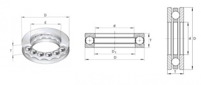 Rolamento do eixo do rolamento de esferas da pressão do plano do tamanho médio 51140M para a máquina-instrumento, gaiola de bronze 0