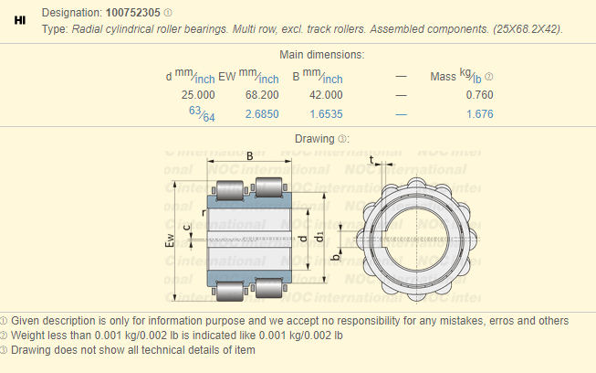 100752305 rolamento excêntrico total para o redutor, identificação 25mm do rolamento de rolo excêntrico 0