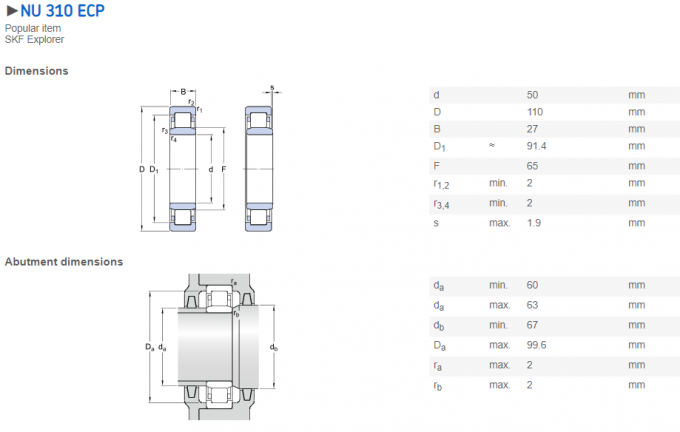 ECP de nylon do NU 310 da gaiola, rolamento de rolo cilíndrico do ECP do NU 311 para o compressor de ar 0