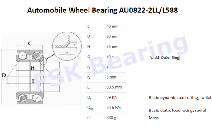 Cubo de roda do tipo de Fskg que carrega Au0822-2ll/588 Dac40800040 para Mitsubishi Lancer 0
