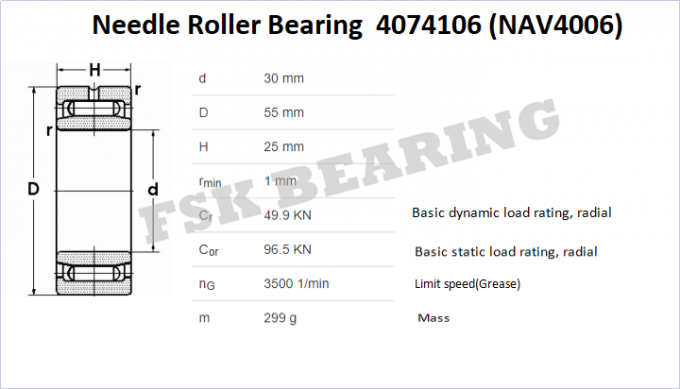 4074106 rolos completos de alta velocidade do rolamento de rolo da agulha NAV4006 com anel interno 1