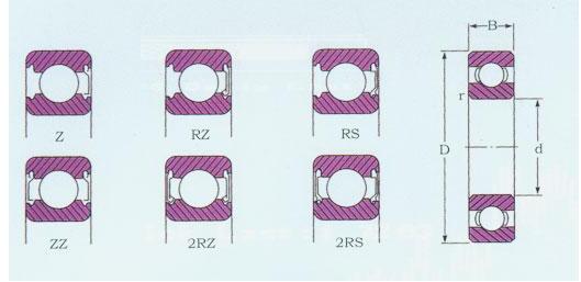 O rolamento de esferas profundo diminuto 3D do sulco do SR. Series MR62 ZZ MR72 ZZ MR82X imprimiu o rolamento 8